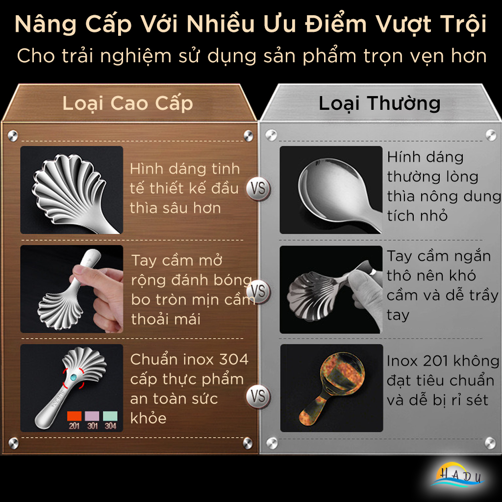 Thìa Múc Inox 304 Cao Cấp – Đầu Sâu, Tay Cầm Thoải Mái, Đa Năng Dùng Múc Trà, Sữa Bột, Bánh, Thạch SSGP