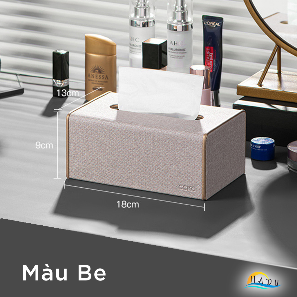 Hộp Đựng Khăn Giấy Bọc Da CCKO, Để Bàn Sang Trọng, Đáy Nam Châm, Nhiều Màu