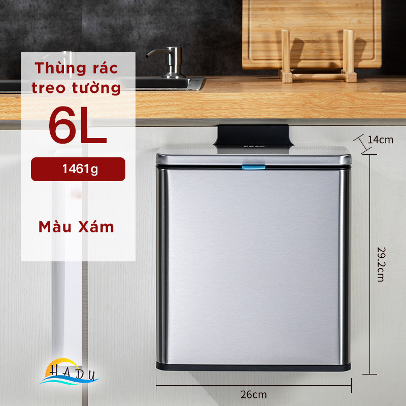 Thùng Rác Treo Tủ Bếp CCKO 3L 6L, Khử Mùi Than Hoạt Tính, Vỏ Inox, Nhiều Màu