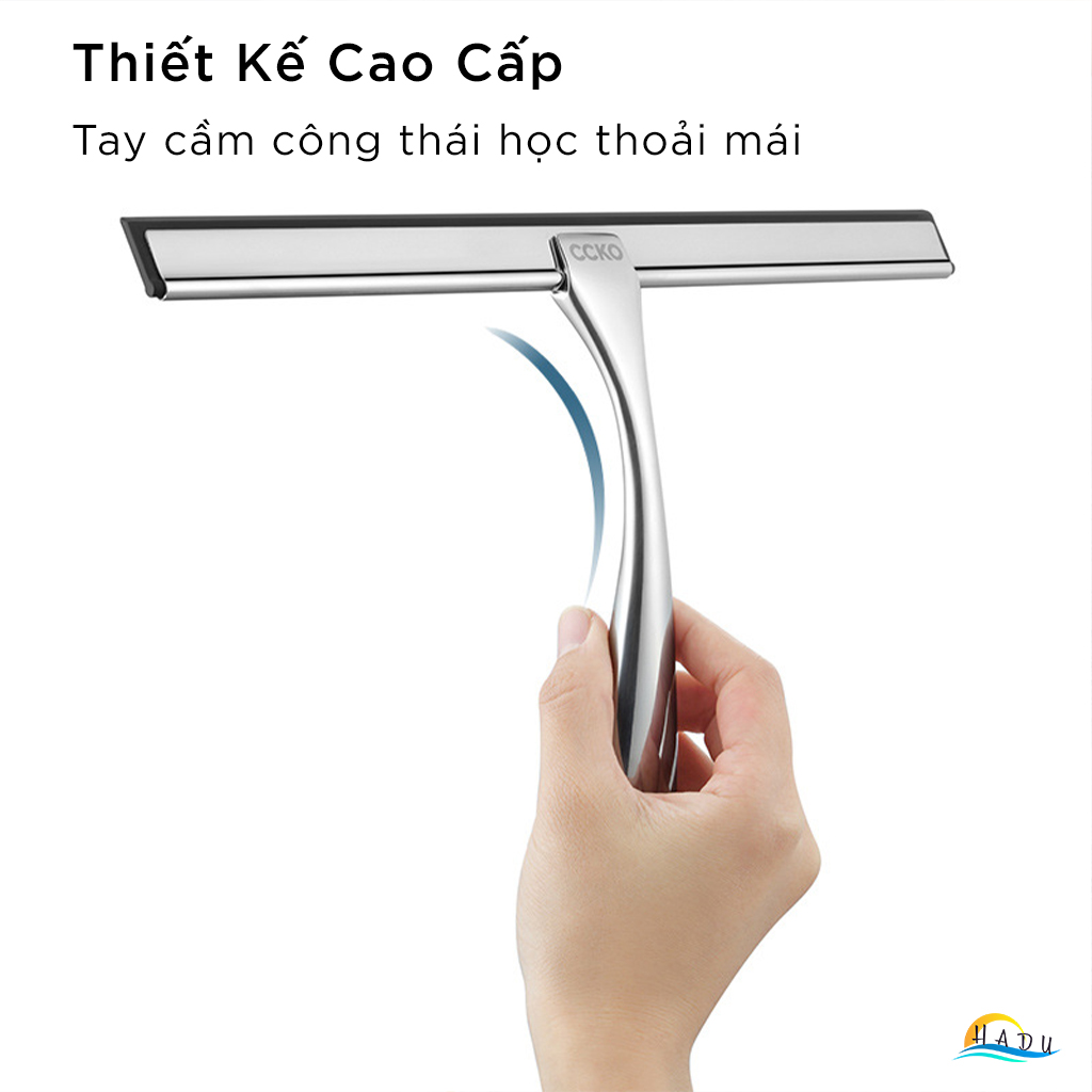 Cây Gạt Kính Cầm Tay CCKO, Thân Inox, Lưỡi Cao Su Mềm, Gạt Nước Sạch Không Vệt