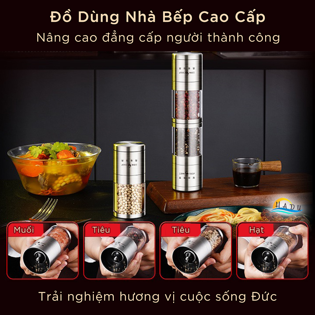 Dụng Cụ Xay Tiêu Từ Tính SSGP, Lõi Gốm, Thân Inox 304, Dính Tủ Lạnh, Cao 11.5cm, Đạt Chất Lượng LFGB Đức