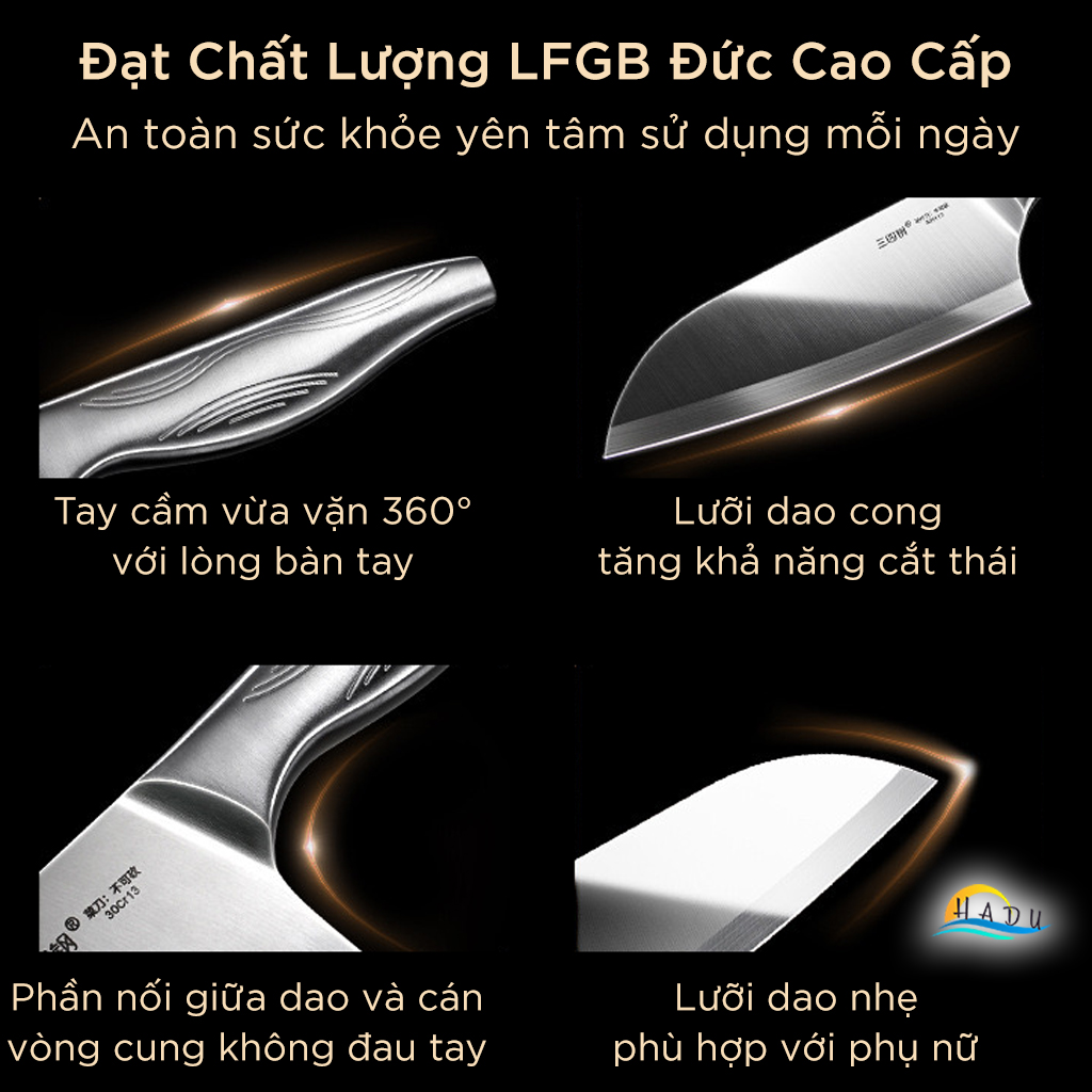 Dao Thái Thịt SSGP Thép 30Cr13, Siêu Sắc, Đạt Chất Lượng LFGB Đức