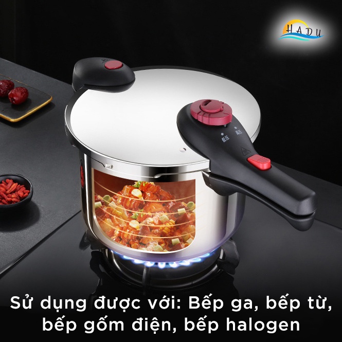 Nồi Áp Suất Bếp Từ Inox 304 SSGP 4L 6L, 2 Chế Độ Nấu, Đáy 3 Lớp, Hầm Nhanh, Đạt Chất Lượng LFGB Đức
