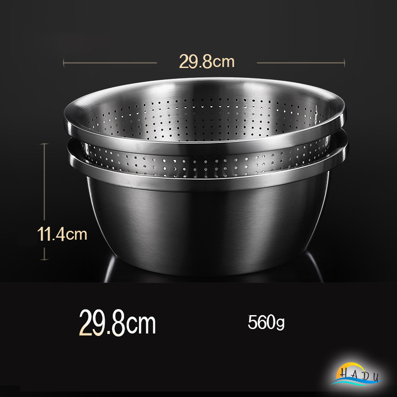 Bộ Rổ và Chậu Inox 304 SSGP, Đa Năng Rửa Rau Củ, Xếp Chồng Gọn, Nhiều Size, Đạt Chất Lượng LFGB Đức