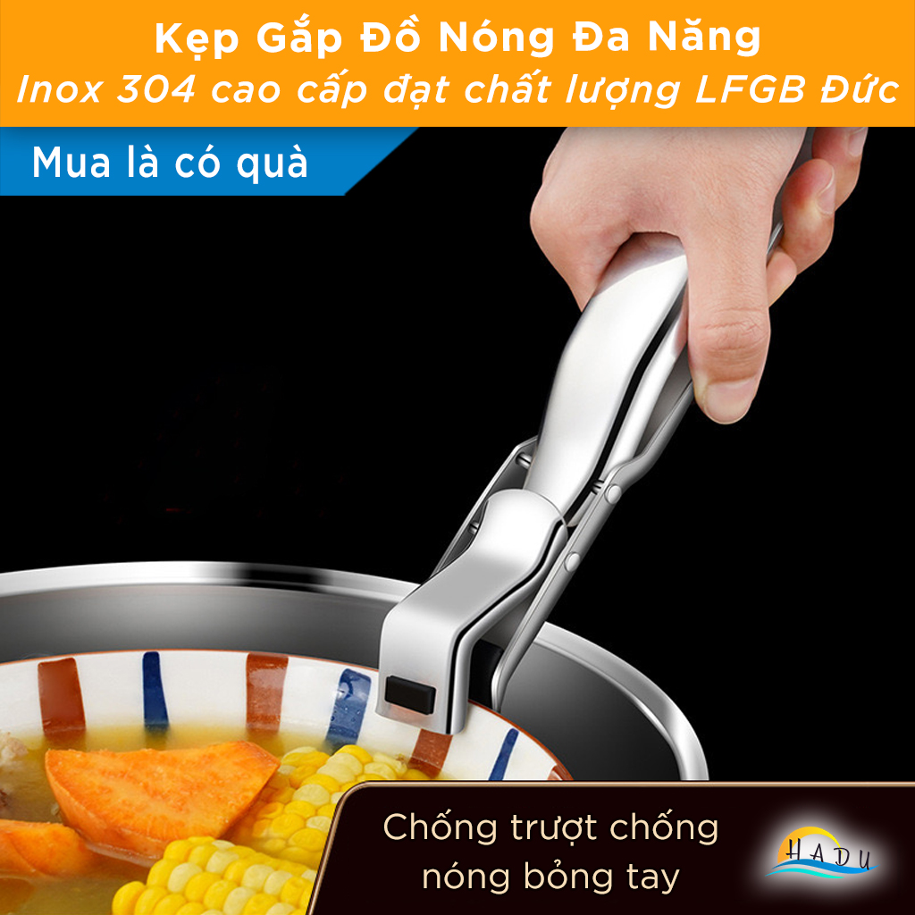 Kẹp Gắp Đồ Nóng SSGP Inox 304, Đầu Silicone Chống Trượt, Đạt Chất Lượng LFGB Đức