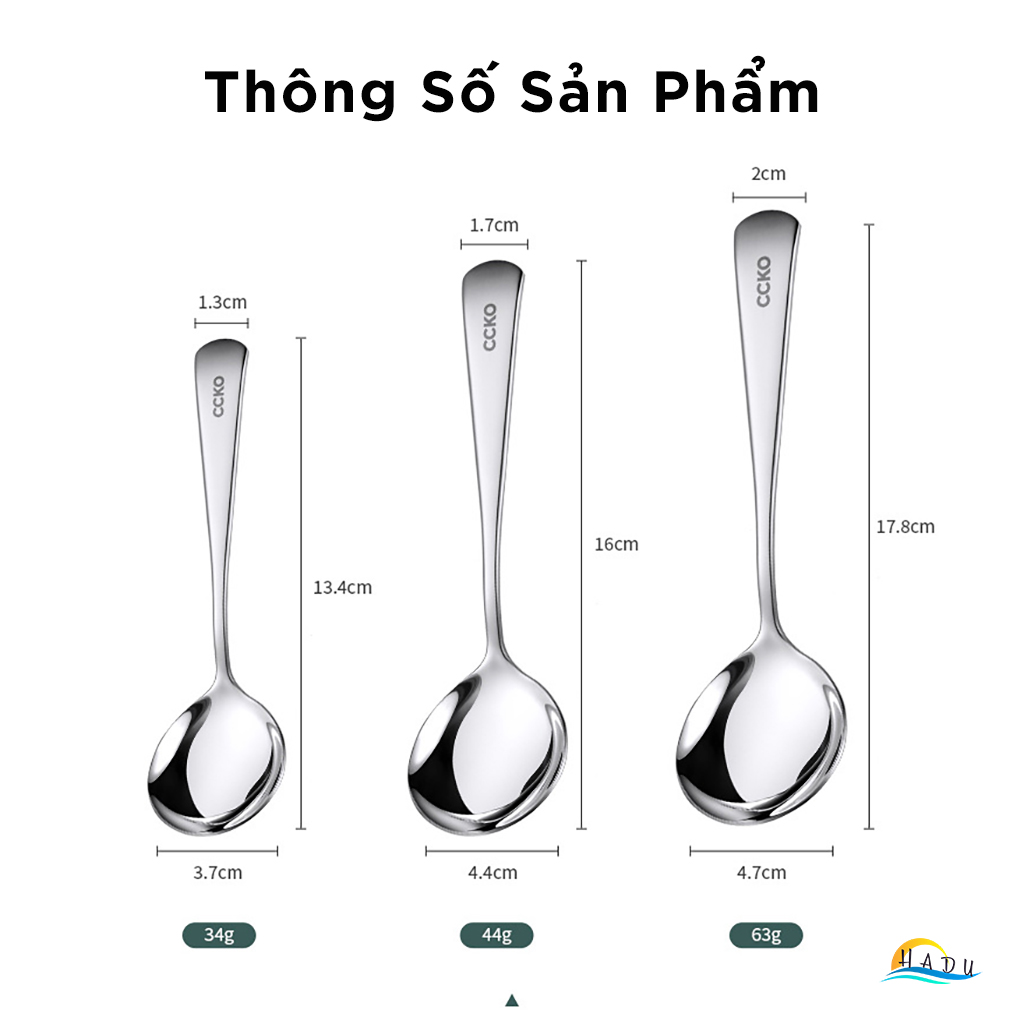 Thìa Inox 304 Cao Cấp - Đúc Nguyên Khối, Bền Bỉ, An Toàn Cho Sức Khỏe, Thiết Kế Sang Trọng CCKO