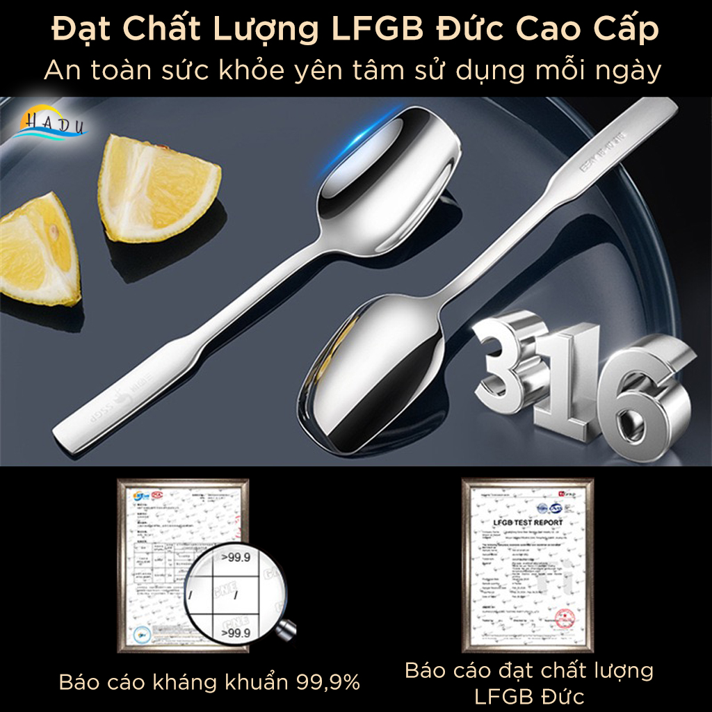 Thìa Ăn Cơm SSGP Inox 316 Kháng Khuẩn, Size Nhỏ 15cm, Đạt Chất Lượng LFGB Đức