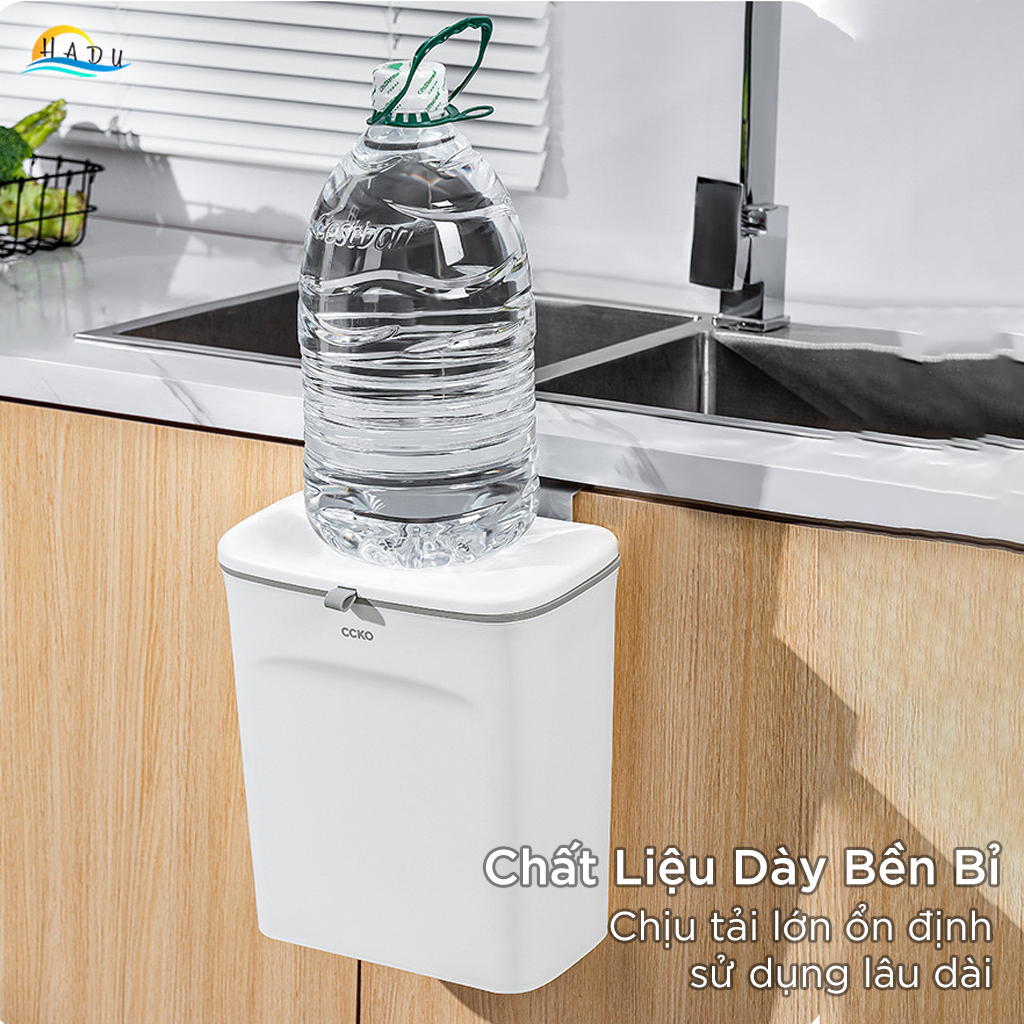 Thùng Rác Treo Tủ Bếp CCKO 7L 9L, Nắp Ngăn Mùi, 2 Chế Độ Mở (Trượt & Lật)
