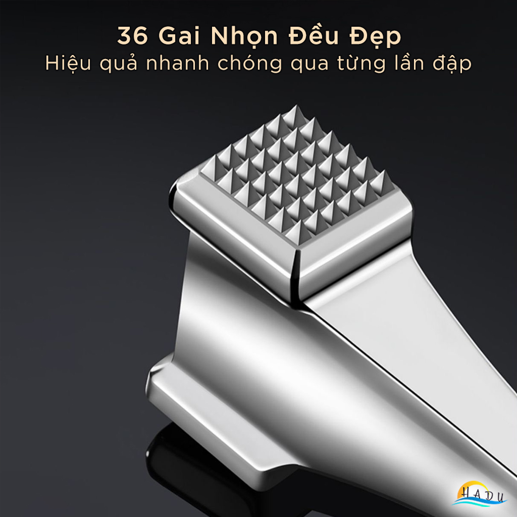 Búa Dập Thịt Inox 304 Cao Cấp – 36 Gai Nhọn, Đầu Rỗng Giảm Trọng Lượng, Móc Treo Tiện Lợi, Đạt Tiêu Chuẩn LFGB Đức SSGP