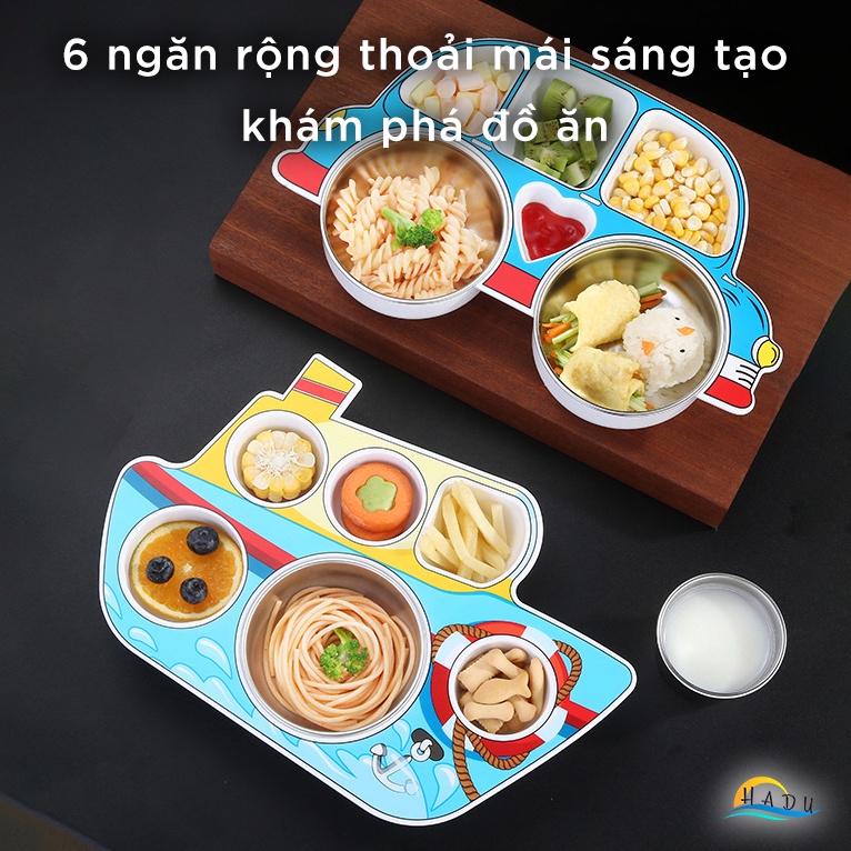 Khay Ăn Dặm Cho Bé Chống Đổ Inox 304 Có Nắp Cao Cấp Đạt Chất Lượng Đức SSGP