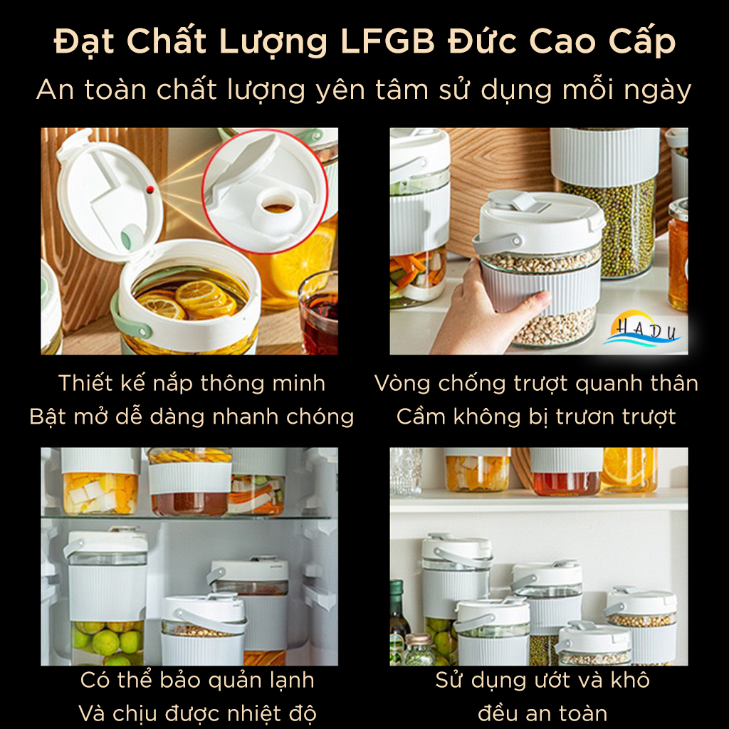 Hộp Đựng Dưa Cà Muối Chua Thủy Tinh Cao Cấp 900ml 1200ml 1600ml Đạt Chất Lượng LFGB Đức SSGP