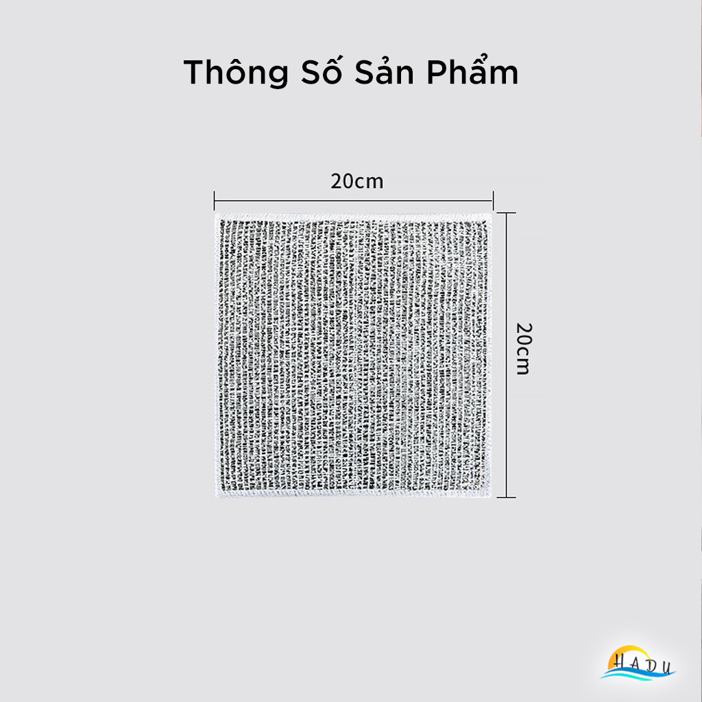 Khăn Lau Chén Đĩa Sợi Bạc Cao Cấp – Chống Dính Dầu, Sạch Nhanh, Bền Bỉ HADU