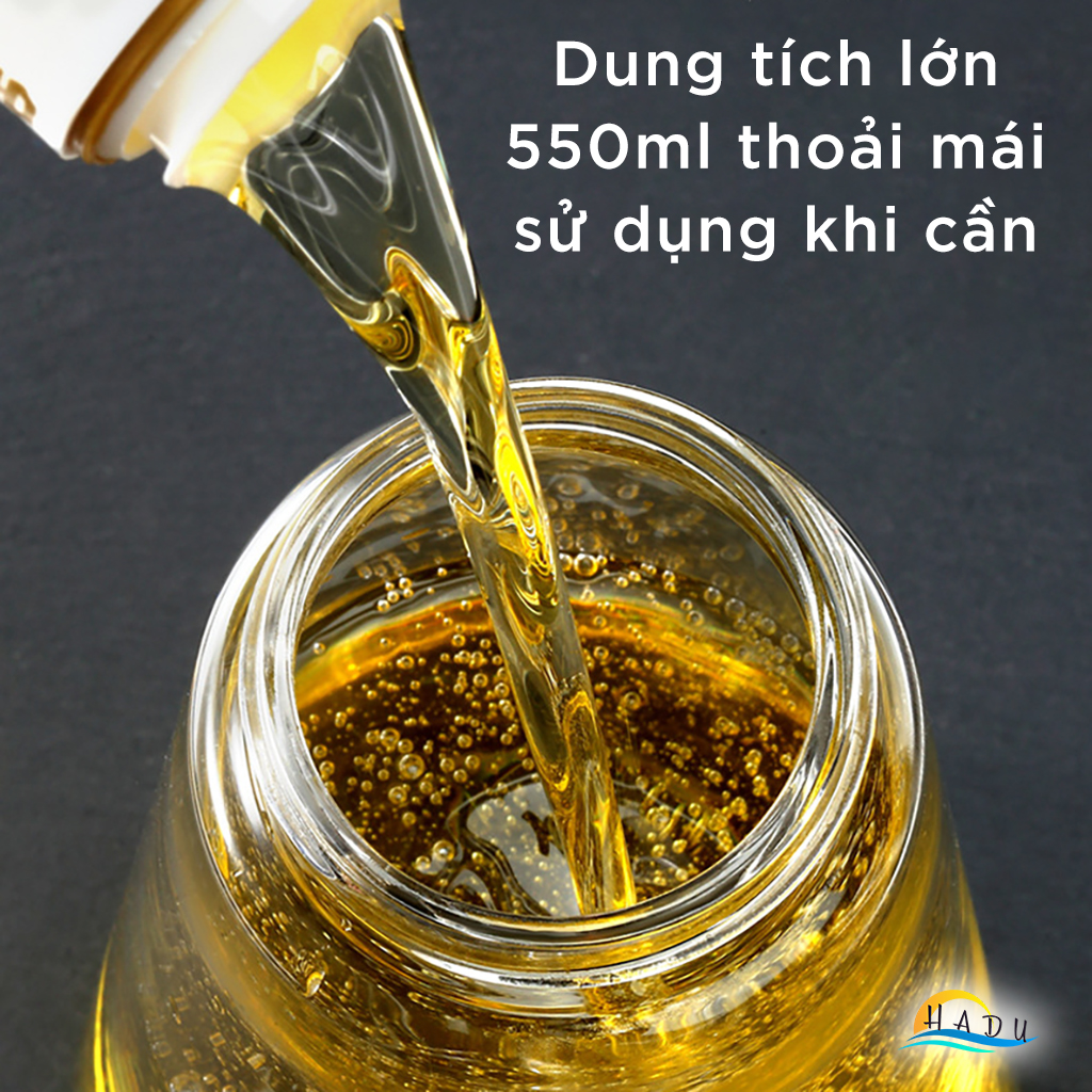 Bình Rót Dầu Ăn Thủy Tinh Borosilicate CCKO 550ml, Vòi Chống Nhỏ Giọt, Nắp Bật, Nhiều Màu