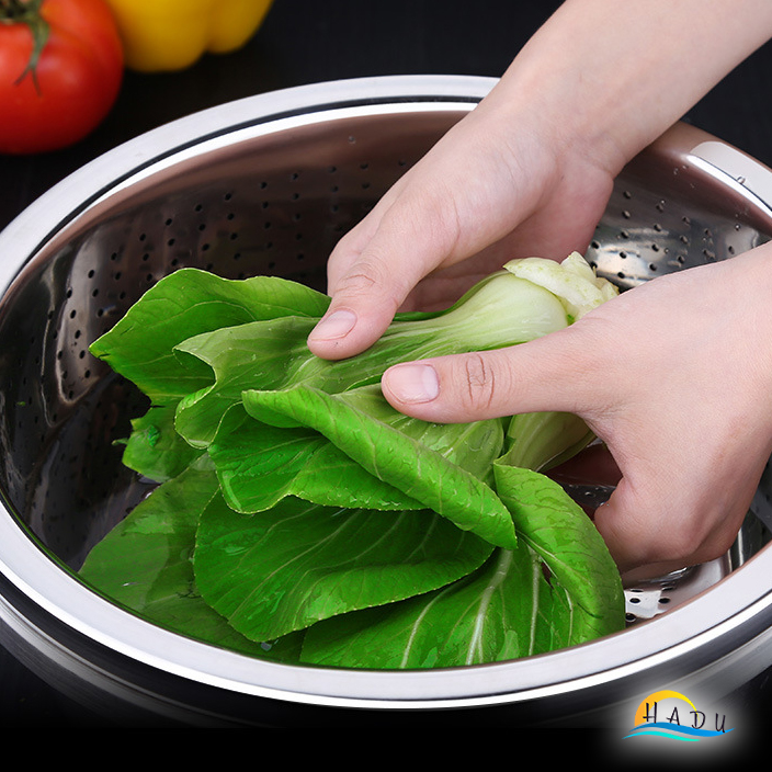 Bộ Rổ và Chậu Inox 304 SSGP, Đa Năng Rửa Rau Củ, Xếp Chồng Gọn, Nhiều Size, Đạt Chất Lượng LFGB Đức