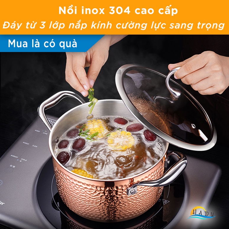 Nồi Inox Bếp Từ 304 3 Đáy Cao Cấp 20cm Đạt Chất Lượng Đức SSGP