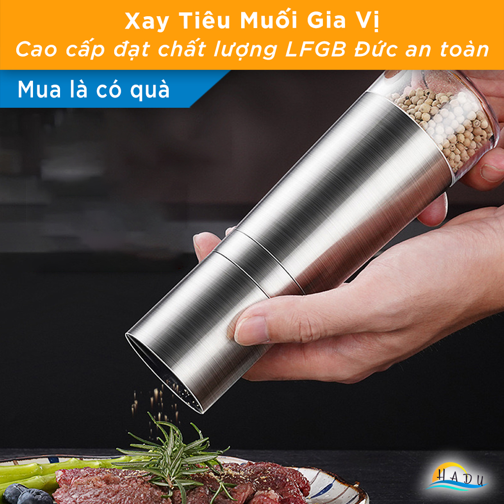 Cối Xay Tiêu Cầm Tay Cao Cấp – Thép Không Gỉ, Lõi Mài Gốm Chống Mài Mòn, Điều Chỉnh Độ Xay Linh Hoạt, Đạt Tiêu Chuẩn LFGB Đức SSGP