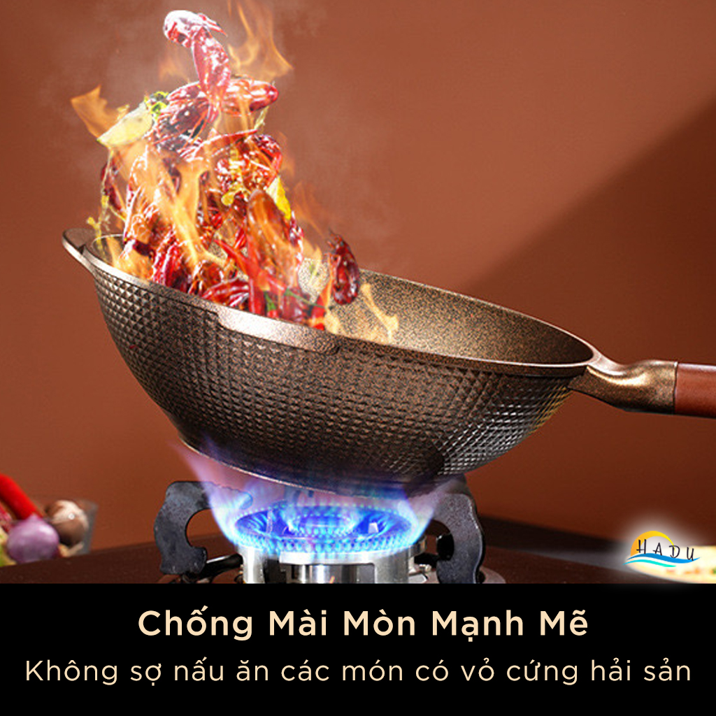Chảo Chống Dính Sâu Lòng 32cm Bếp Từ Có Nắp Kim Cương Cao Cấp Đạt Chất Lượng LFGB Đức SSGP