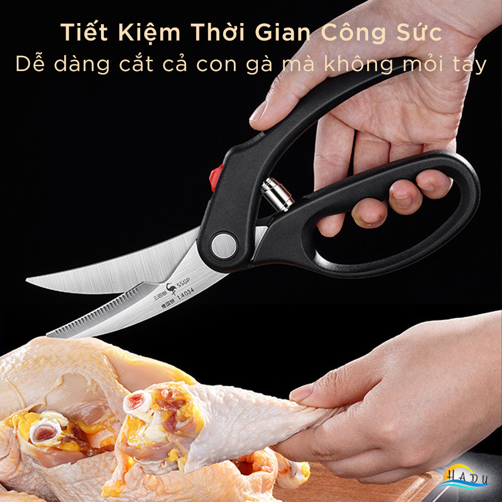 Kéo Cắt Gà Trợ Lực SSGP, Thép Đức, Lò Xo Giảm Lực, Khóa An Toàn, Dài 24.5cm, Đạt Chất Lượng LFGB Đức