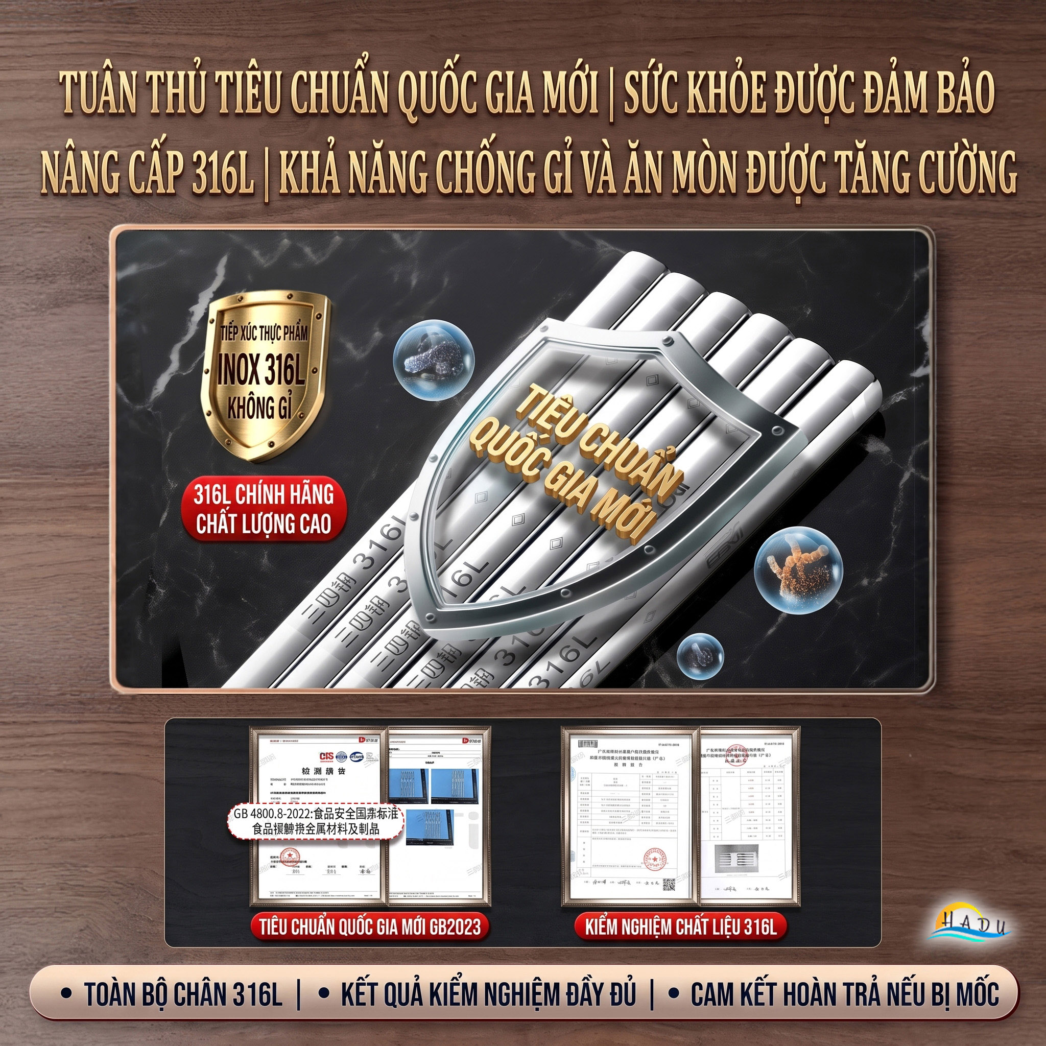 Đũa Ăn Cơm Inox 316L Cao Cấp Sang Trọng Kháng Khuẩn Chống Mốc Chống Trượt Cách Nhiệt SSGP