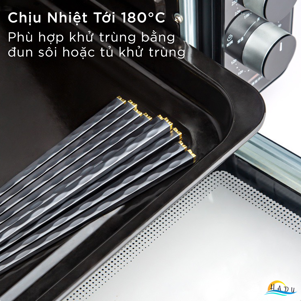 Bộ 5 Đôi Đũa Sợi Thủy Tinh HADU Họa Tiết Hoa Lấp Lánh, Chống Trơn, Chịu Nhiệt, 24.3cm
