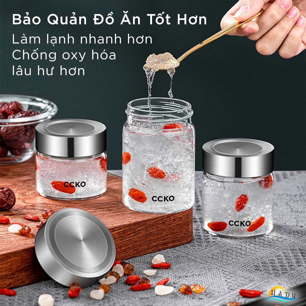 Hũ Chưng Yến Thủy Tinh Borosilicate CCKO, Nắp Inox 304 Kín Hơi, Chịu Nhiệt