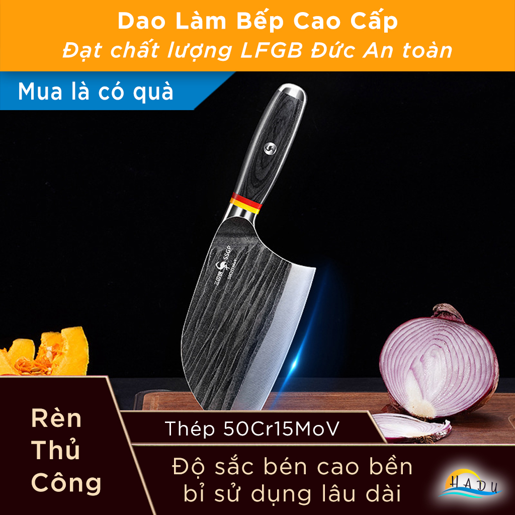 Dao Làm Bếp Cao Cấp Kiểu Nhật Bản Cán Gỗ Đạt Chất Lượng LFGB Đức SSGP