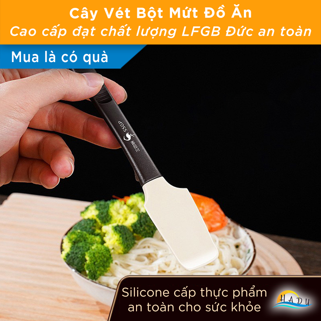 Cây Vét Bột Silicone Đa Năng SSGP, Có Giá Đỡ, Màu Đen, Đạt Chất Lượng LFGB Đức
