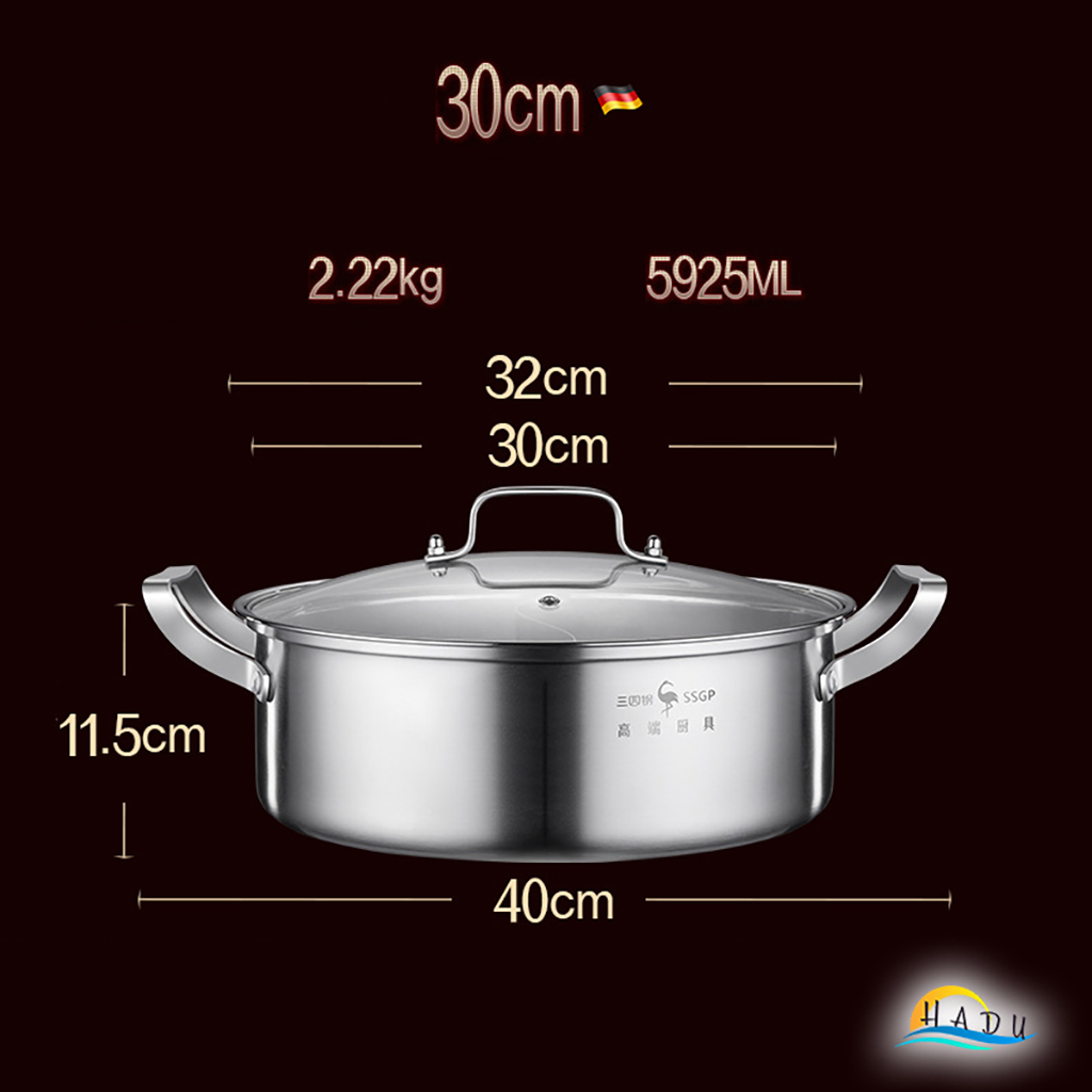 Nồi Lẩu 2 Ngăn Dùng Được Bếp Từ Đa Năng Inox 304 Cao Cấp 28cm 30cm Đạt Chất Lượng Đức SSGP