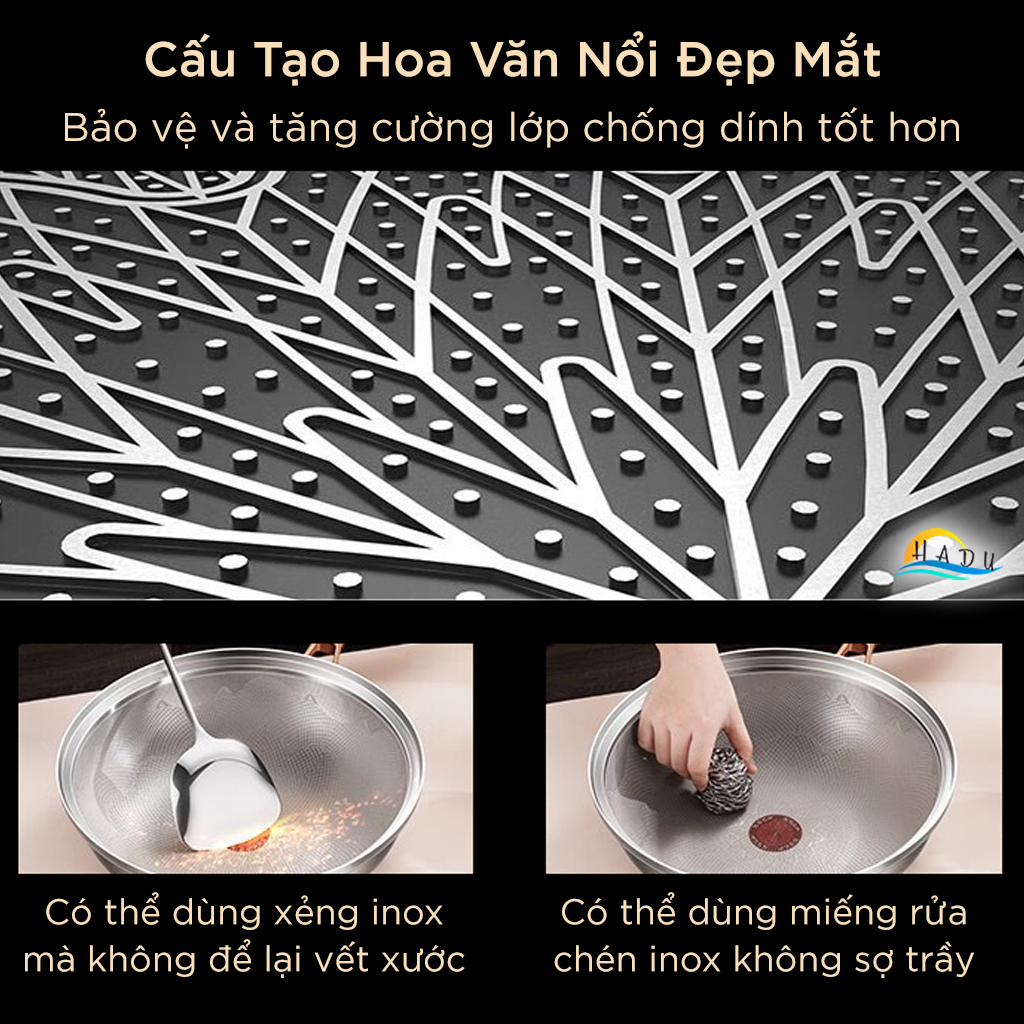 Chảo Tổ Ong Inox 316L Chống Xước SSGP 32cm, Phủ Titanium, Đáy 3 Lớp, Đạt Chất Lượng LFGB Đức