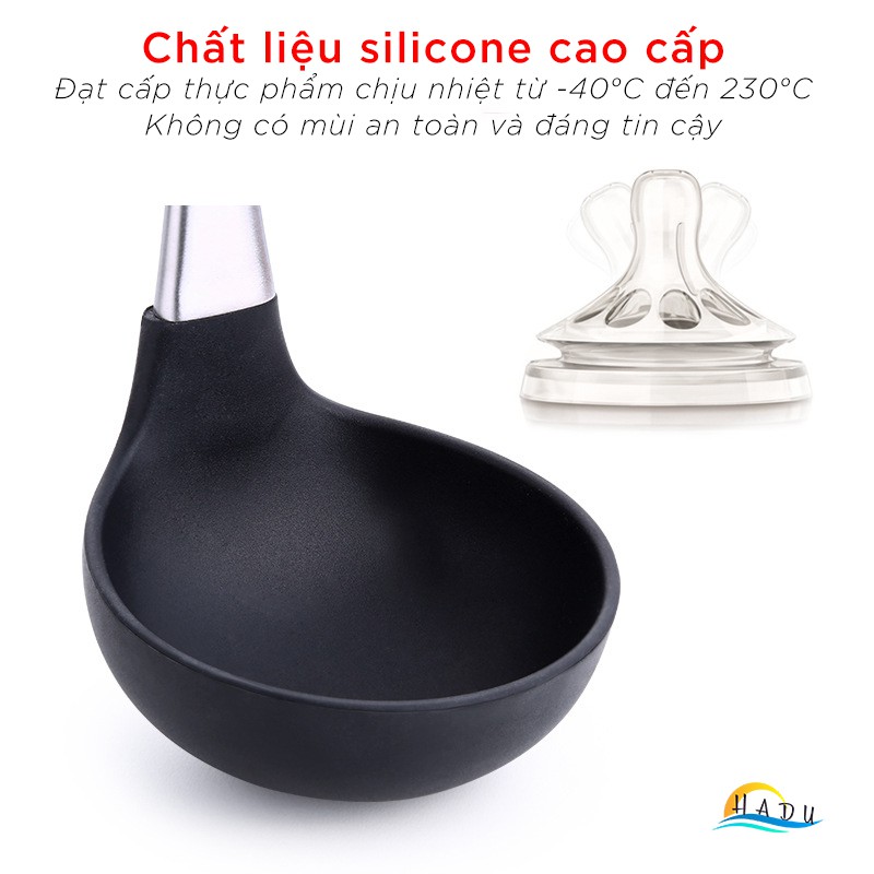 Dụng Cụ Nấu Ăn SSGP, Đầu Silicone, Cán Inox 304, An Toàn Cho Chảo Chống Dính, Đạt Chất Lượng LFGB Đức