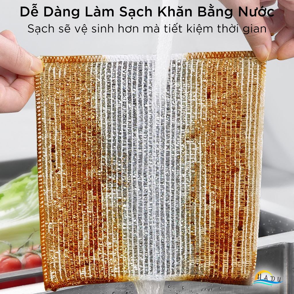 Khăn Lau Chén Đĩa Sợi Bạc Cao Cấp – Chống Dính Dầu, Sạch Nhanh, Bền Bỉ HADU