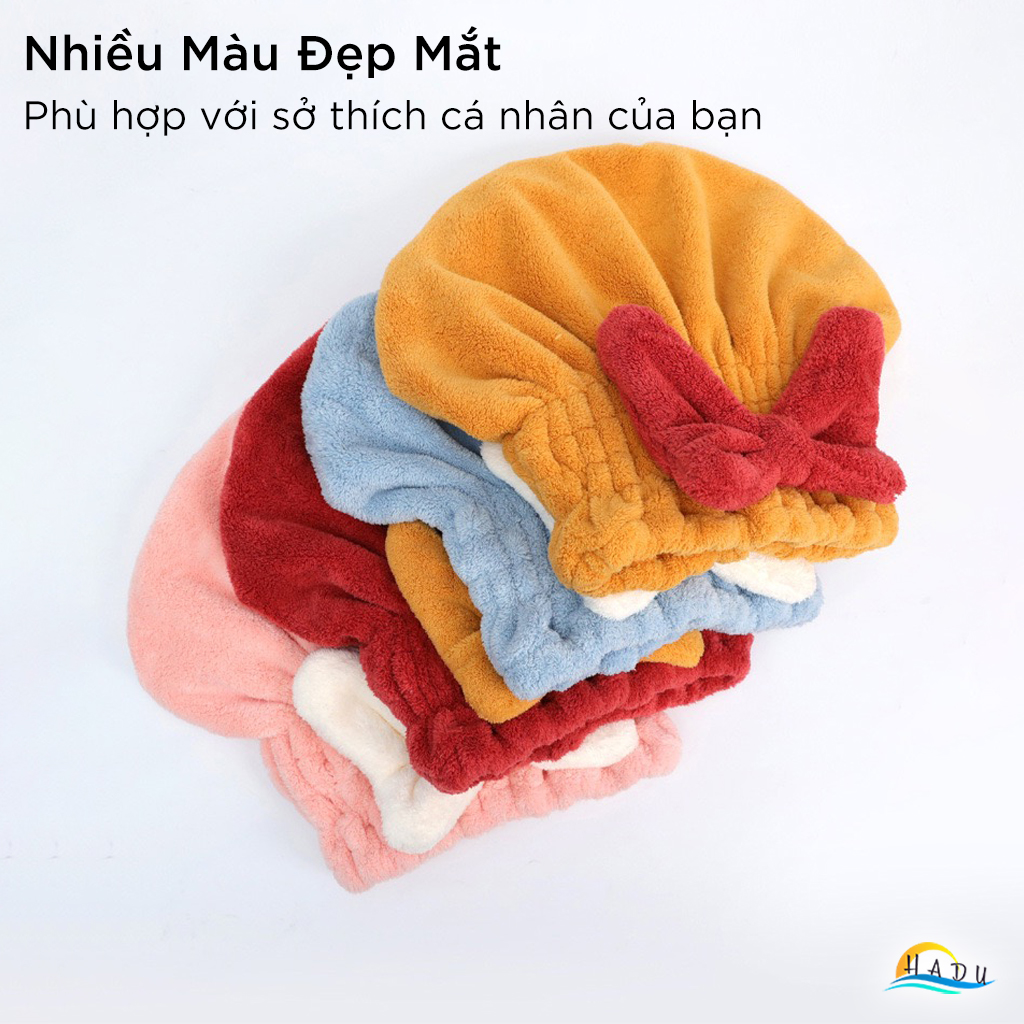 Mũ Trùm Đầu Thấm Nước Cao Cấp – Polyester Cotton San Hô Lông Cừu, Chăm Sóc Tóc, Thấm Nước 280g/m2, Bảo Vệ Tóc Hiệu Quả HADU