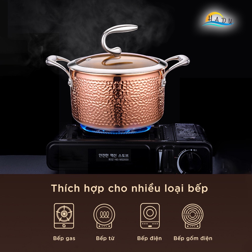 Nồi Inox Bếp Từ 304 3 Đáy Cao Cấp 20cm Đạt Chất Lượng Đức SSGP