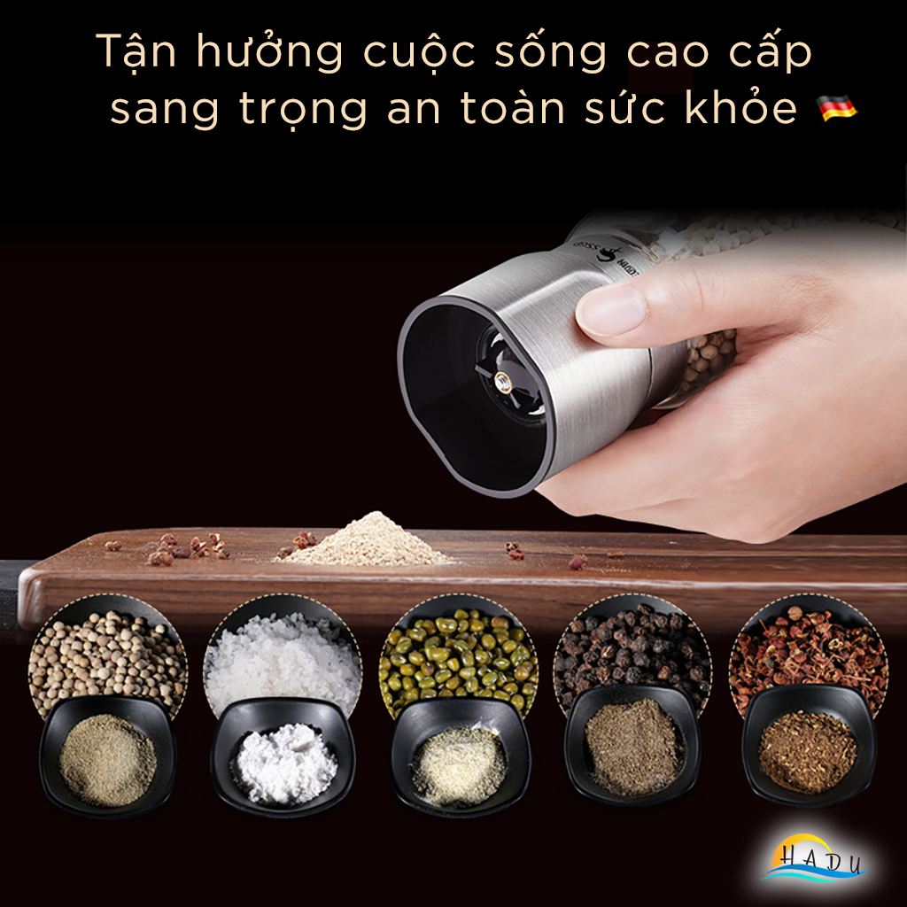 Cối Lọ Xay Tiêu Cầm Tay Thủy Tinh Inox Cao Cấp Đạt Chất Lượng Đức SSGP