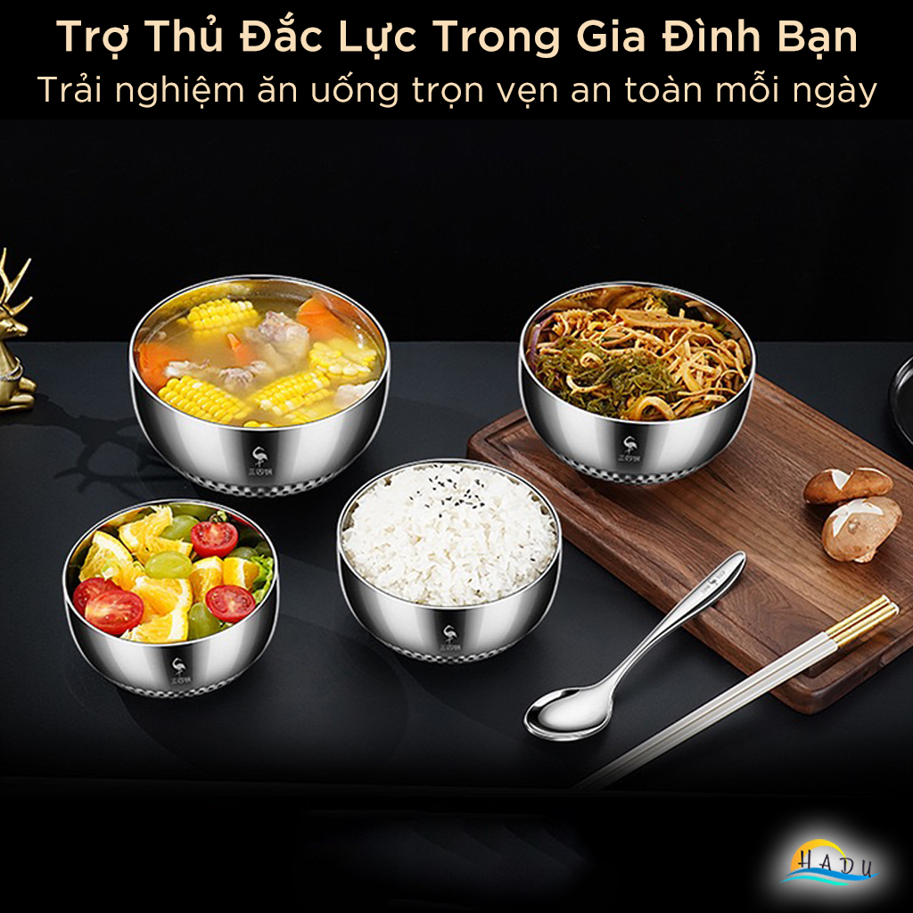 Bát Tô Inox 304 Cao Cấp – Chống Va Đập, Cách Nhiệt, Sáng Bóng Sang Trọng, Đạt Tiêu Chuẩn LFGB Đức SSGP