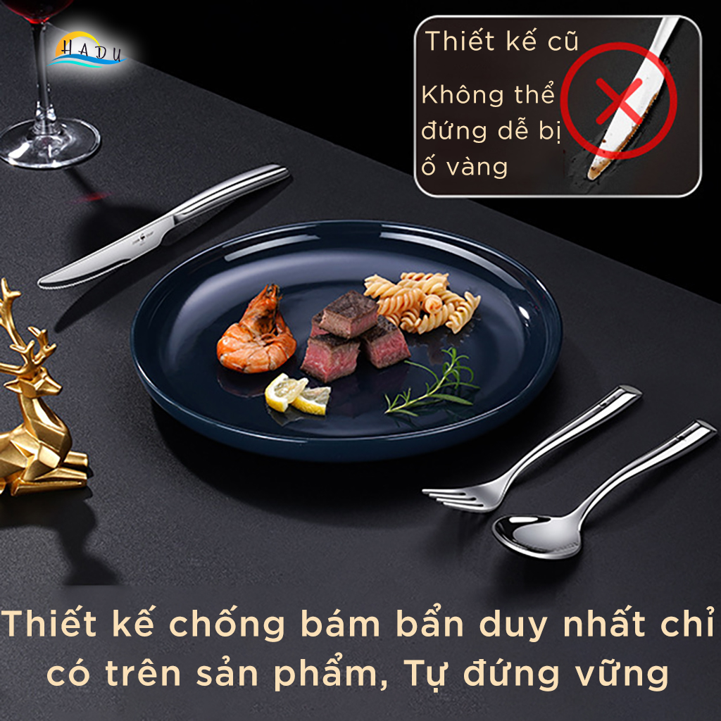 Bộ 12 Món Dao Dĩa Ăn Bít Tết SSGP, Inox 304, Lưỡi Răng Cưa Sắc Bén, Đạt Chất Lượng LFGB Đức