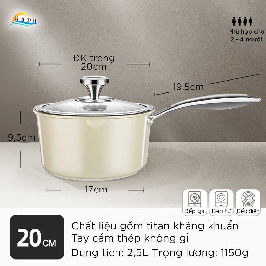 Nồi Chống Dính Bếp Từ SSGP 18cm 20cm, Gốm Titan, Phủ Ceramic Greblon, Đạt Chất Lượng LFGB Đức