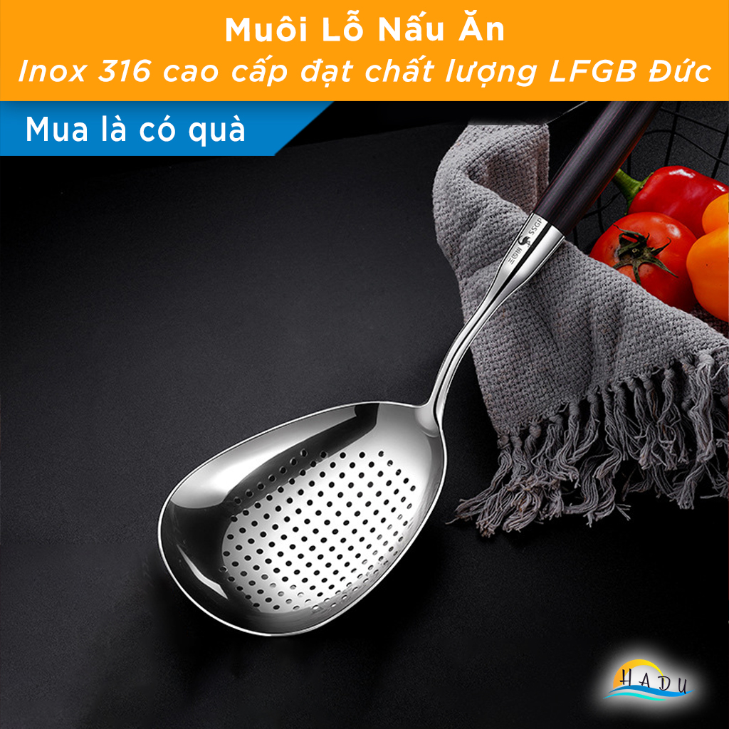 Xẻng Xào Nấu Inox 316L SSGP, Cán Gỗ Chống Nóng, Kháng Khuẩn, Dài 38cm, Đạt Chất Lượng LFGB Đức