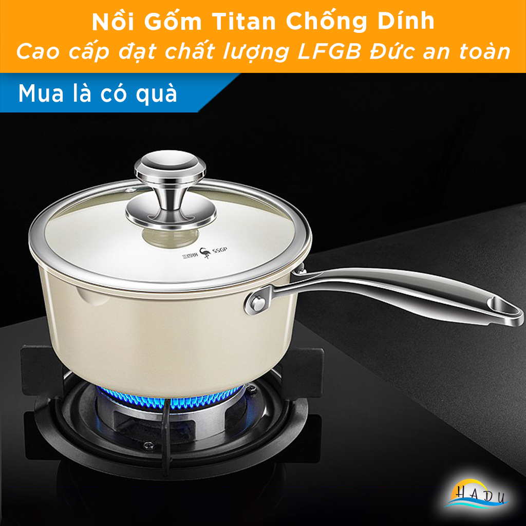 Nồi Chống Dính Bếp Từ SSGP 18cm 20cm, Gốm Titan, Phủ Ceramic Greblon, Đạt Chất Lượng LFGB Đức