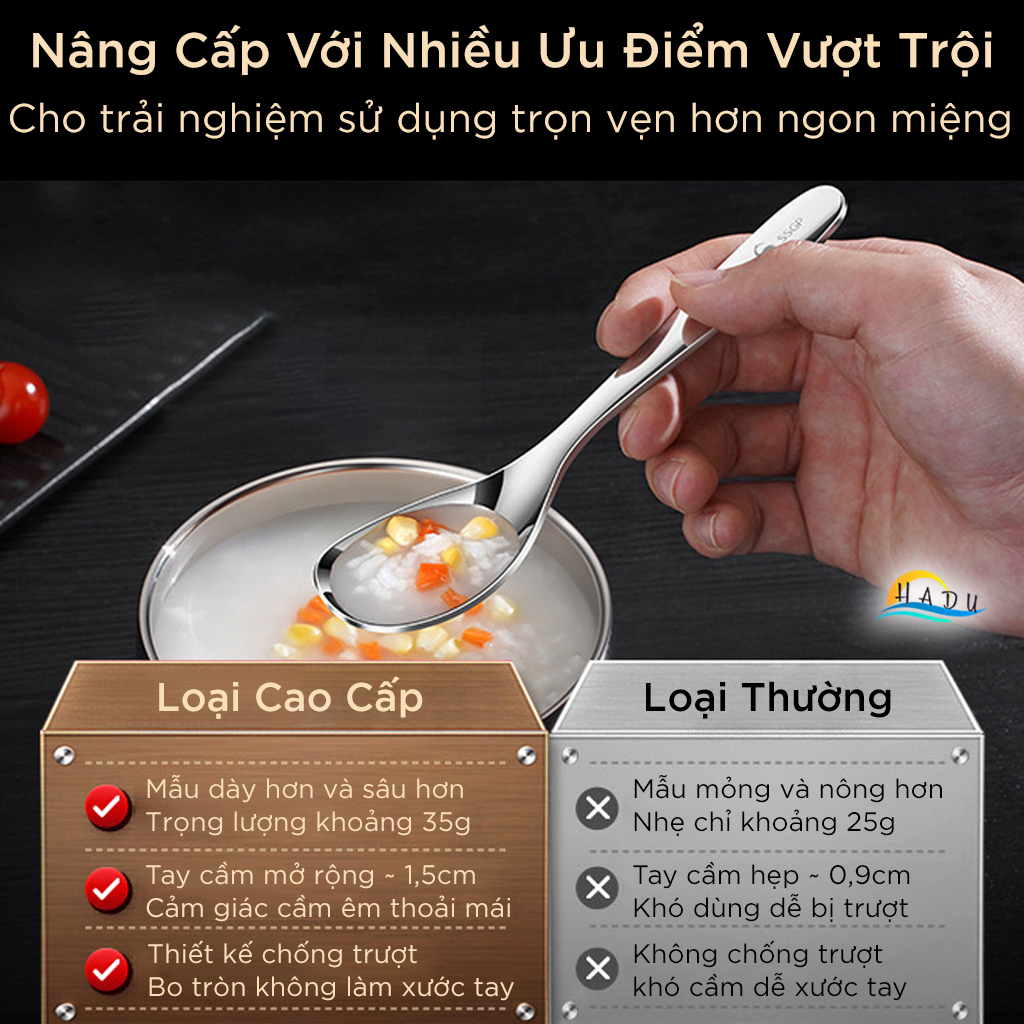 Thìa Phục Vụ Đa Năng SSGP, Inox 316L, Đầu Sâu, Kháng Khuẩn, Đạt Chất Lượng LFGB Đức