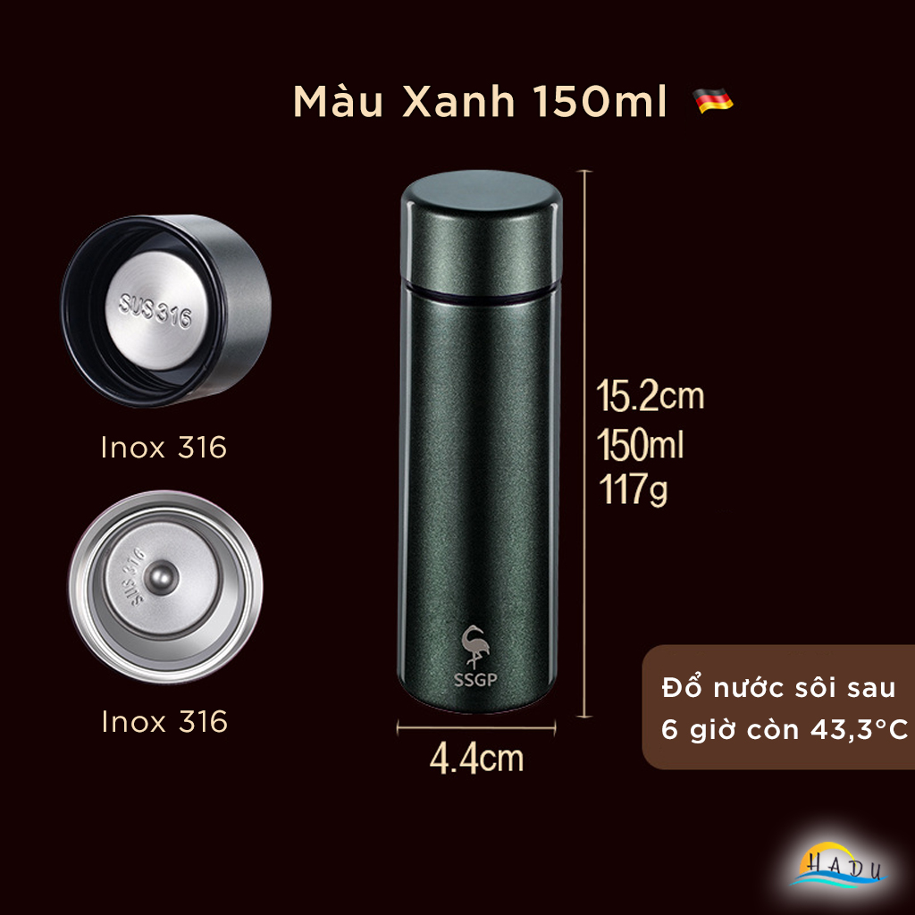 Bình Giữ Nhiệt Mini SSGP 150ml, Lõi Inox 316L, Kháng Khuẩn, Nhiều Màu