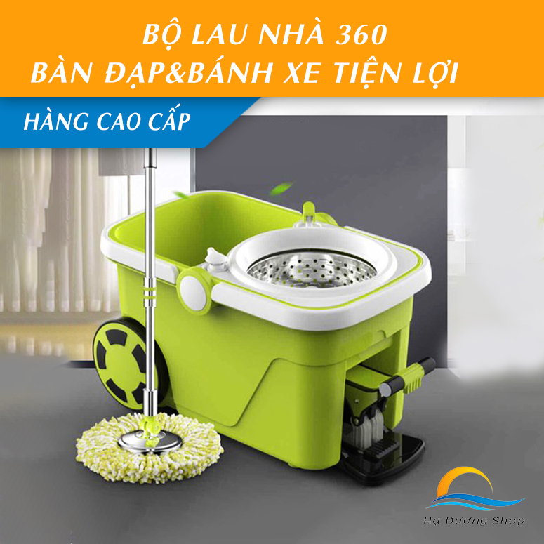 Bộ Lau Nhà 360 Thái Lan LK Smart One Bánh Xe Di Chuyển Bàn Đạp Chân Giặt Vắt Cao Cấp HADU