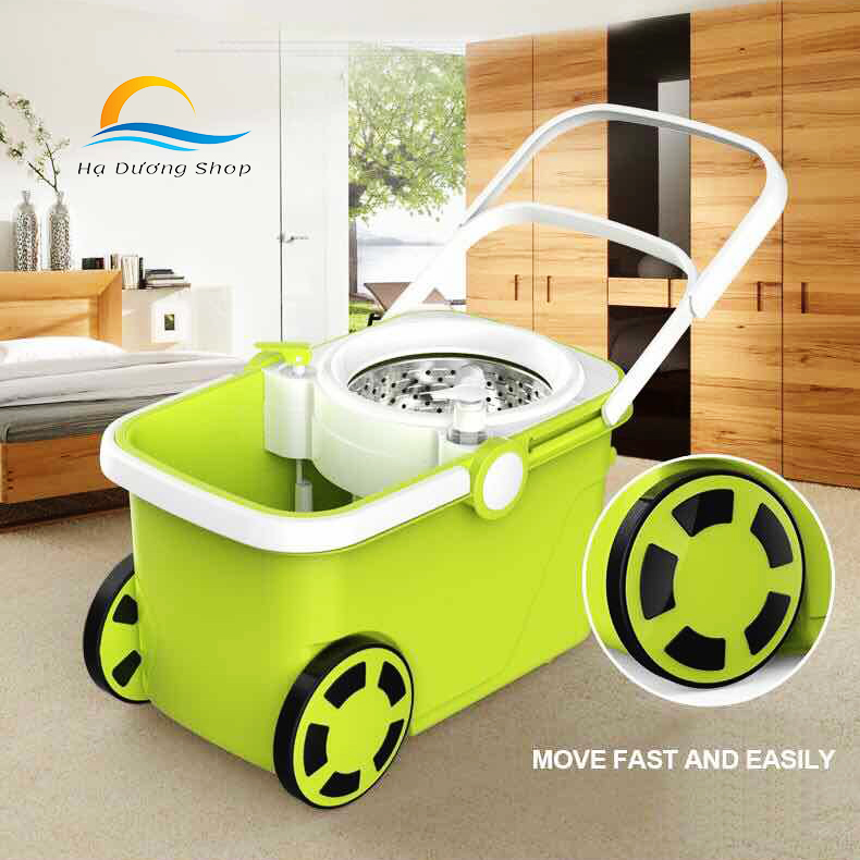 Bộ Lau Nhà 360 Thái Lan LK Smart One Bánh Xe Di Chuyển Bàn Đạp Chân Giặt Vắt Cao Cấp HADU