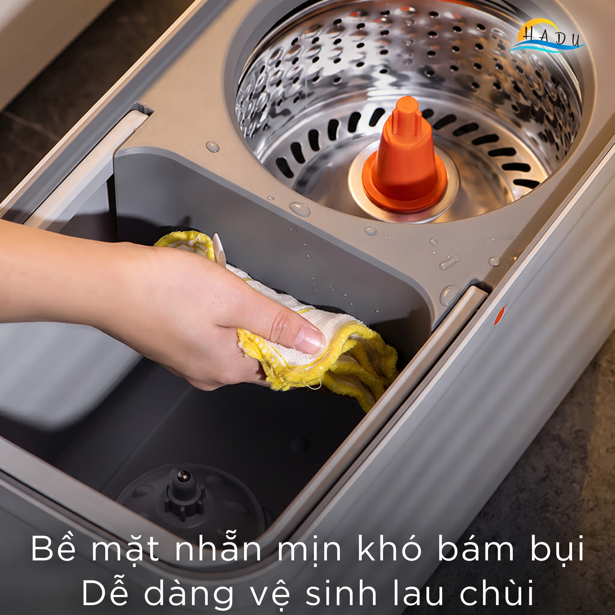 Bộ Lau Nhà Xoay 360° CCKO, Tự Giặt và Vắt Thông Minh, Kèm 2 Bông Lau Microfiber