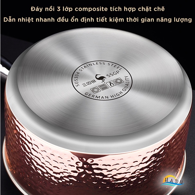 Nồi Inox Bếp Từ 304 3 Đáy Cao Cấp 16cm Đạt Chất Lượng Đức SSGP