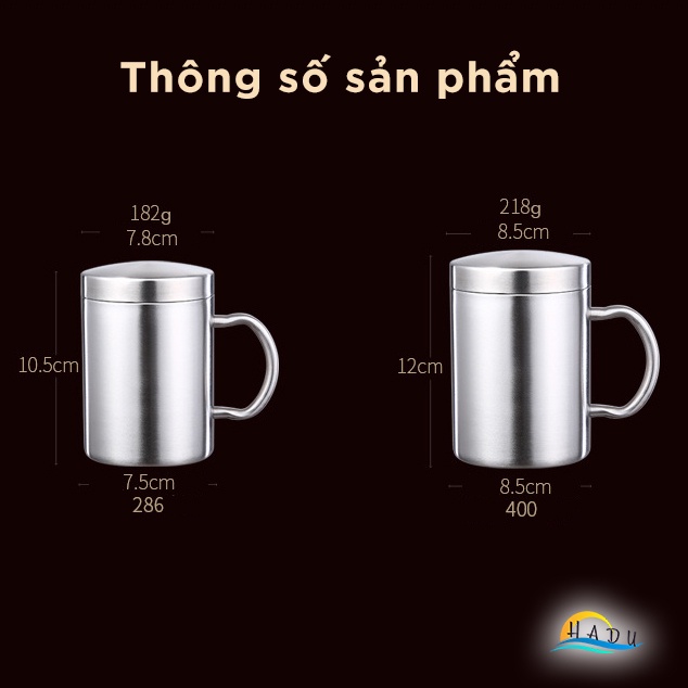 Cốc Giữ Nhiệt Coffee Mini Có Nắp Inox 304 Cao Cấp Đạt Chất Lượng Đức SSGP