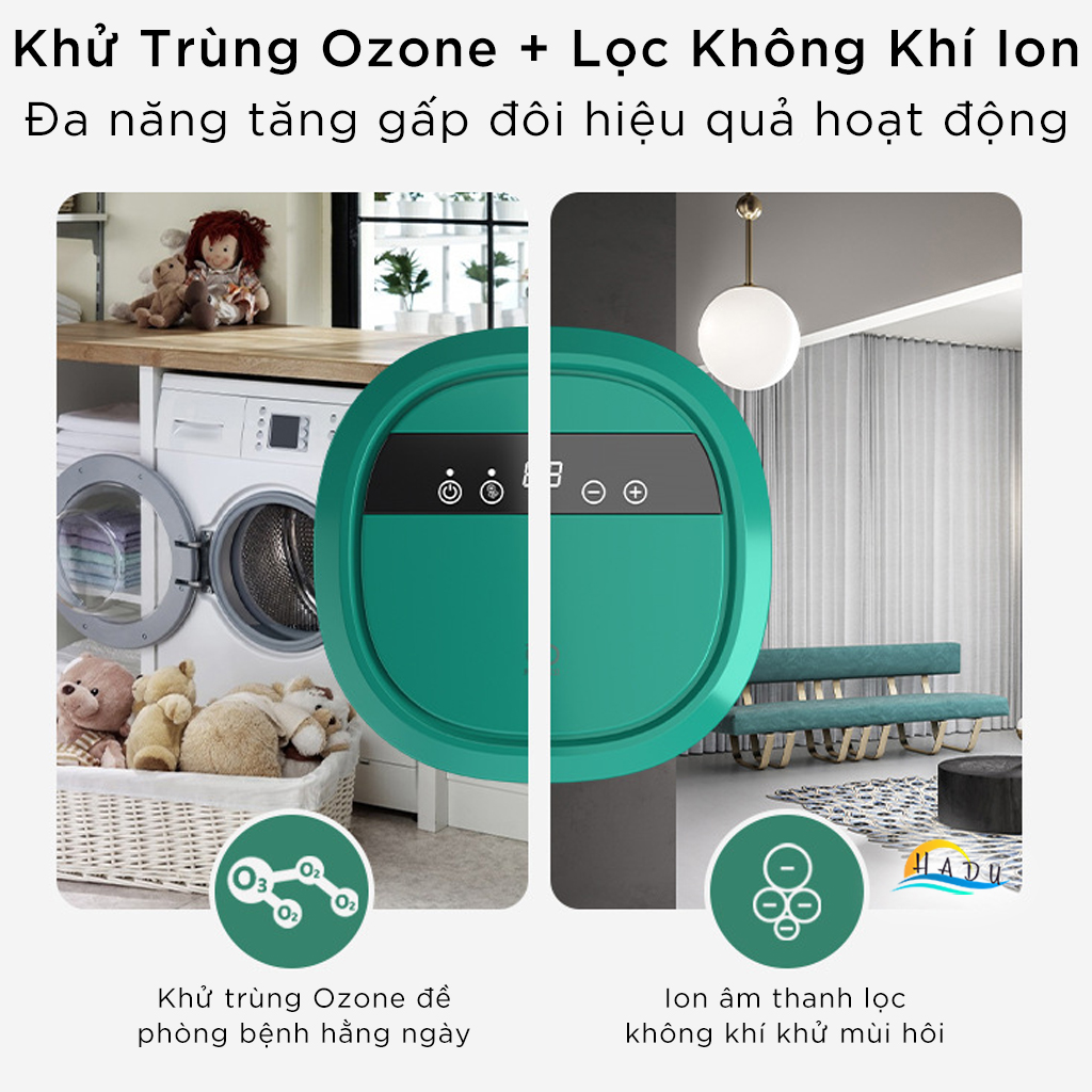 Máy Khử Độc Thực Phẩm & Lọc Không Khí HADU 2 trong 1, Ozone 400mg/h và Ion Âm