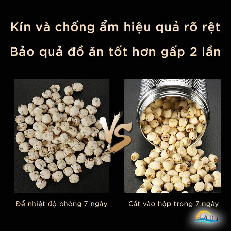 Hộp Đựng Trà Cafe Đồ Khô Và Ngũ Cốc Inox Có Nắp Cao Cấp Đạt Chất Lượng Đức HADU