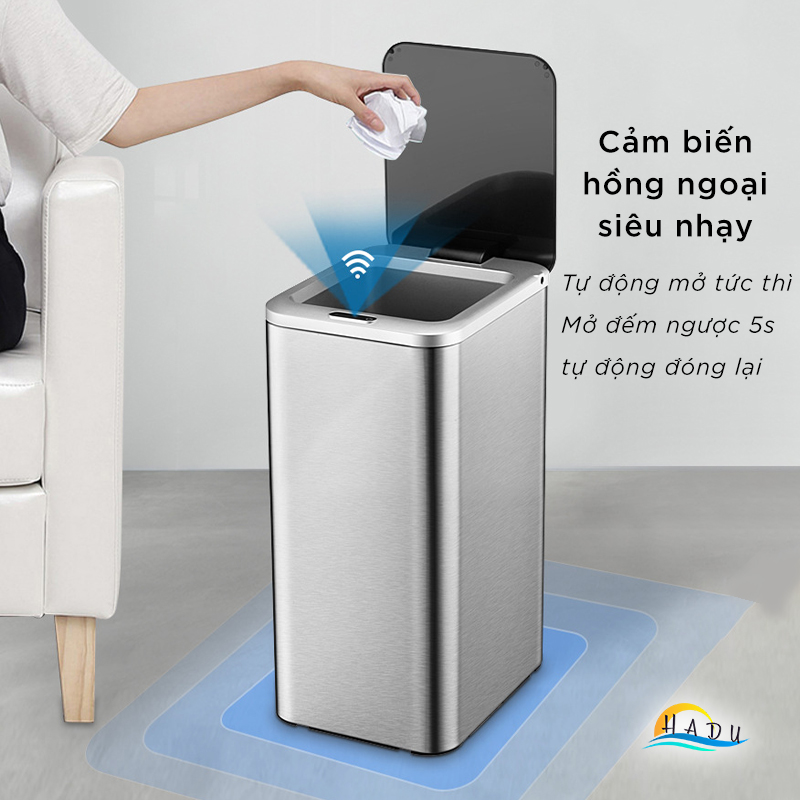 Thùng Rác Cảm Ứng Tự Động CCKO 9L, Thân Inox Chống Vân Tay, Cắm Điện, Nhiều Màu