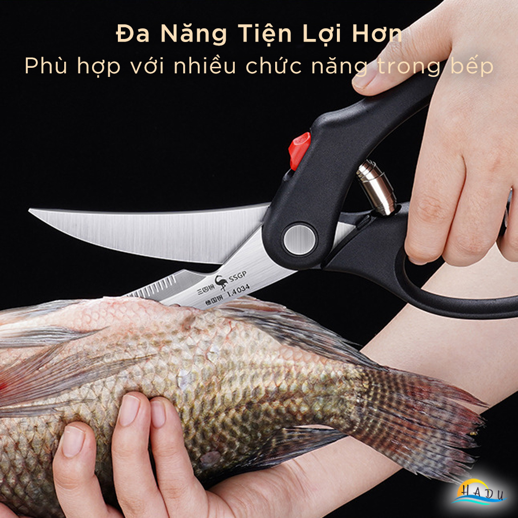 Kéo Cắt Gà Trợ Lực SSGP, Thép Đức, Lò Xo Giảm Lực, Khóa An Toàn, Dài 24.5cm, Đạt Chất Lượng LFGB Đức